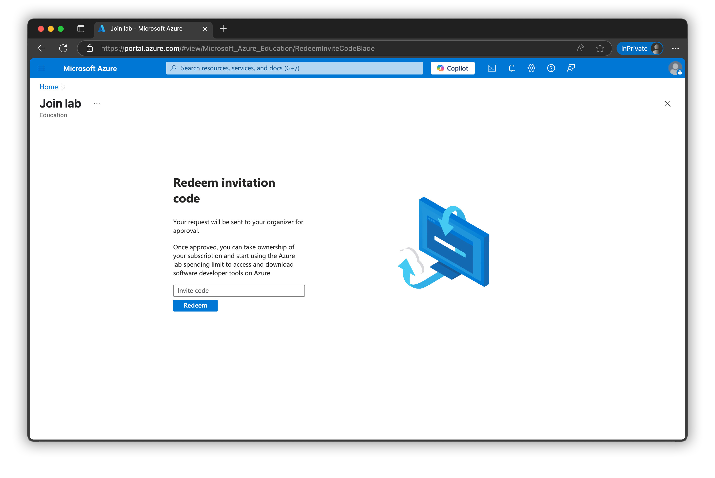 Azure Classroom Signup Screenshot